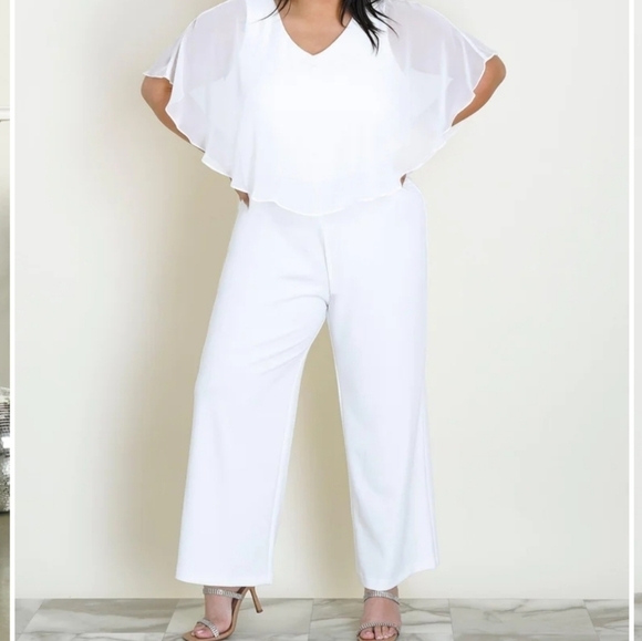 Sunny 2.0 Sparkly Capelet Ivory Jumpsuit - Picture 1 of 8